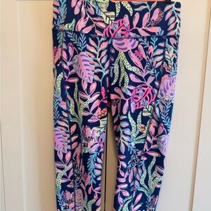 Lilly Pulitzer Luxletic Pants Womens Large Skipper Popover Navy Leggings Capris